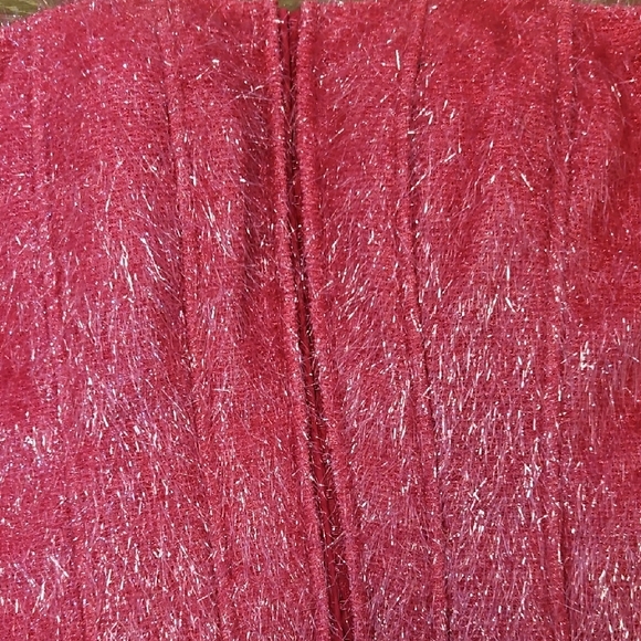 DOLLS KILL 3X CORSET Pink Fuzzy glittery Strapless Top - Picture 2 of 6